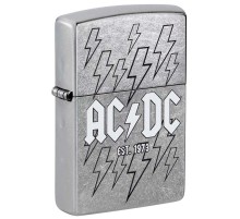Зажигалка ZIPPO AC/DC с покрытием Street Chrome, латунь/сталь, серебристая, 38x13x57 мм