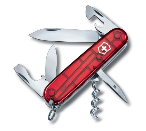 Нож перочинный VICTORINOX Spartan, 91 мм, 12 функций, полупрозрачный красный