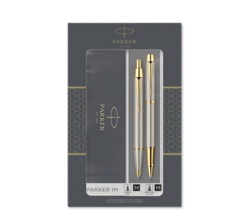 Подарочный набор Parker: IM Core Brushed Metal GT - ручки роллерная и шариковая