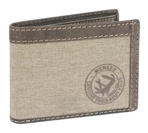Портмоне WENGER Canvas Hunter, коричневый, воловья кожа/ткань, 9×3×12 см