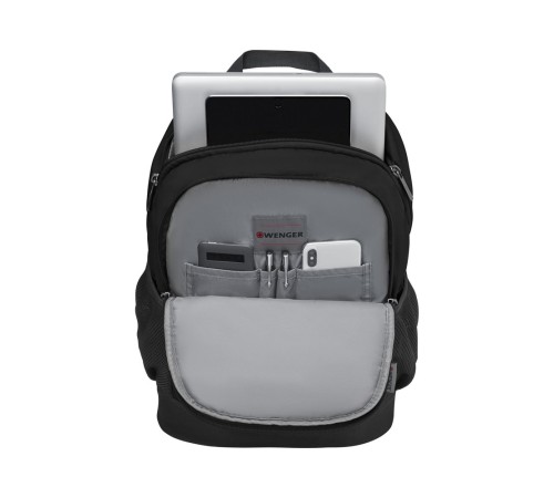 Рюкзак WENGER Quadma 16'', черный, полиэстер, 33x17x43 см, 22 л
