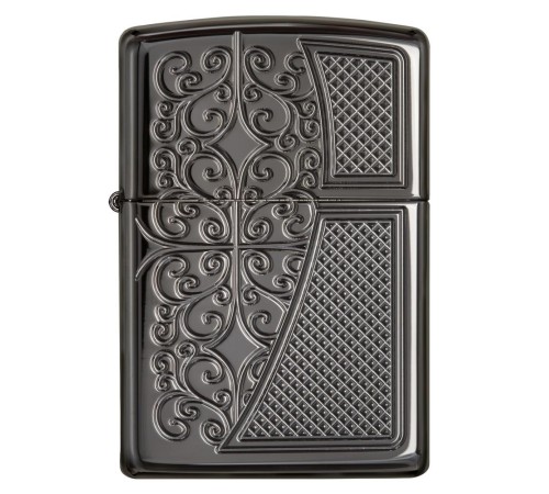 Зажигалка ZIPPO Armor™ с покрытием Black Ice®, латунь/сталь,чёрная, глянцевая, 37х13x58 мм