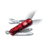 Нож-брелок VICTORINOX Swiss Lite, 58 мм, 7 функций, полупрозрачный красный