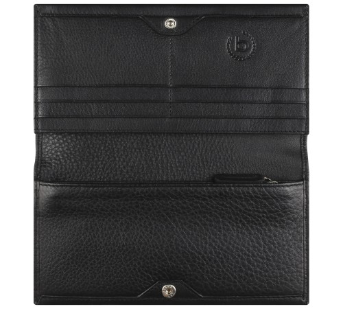 Кошелёк женский BUGATTI Lady Top, чёрный, натуральная воловья кожа, 19,5х2х10 см