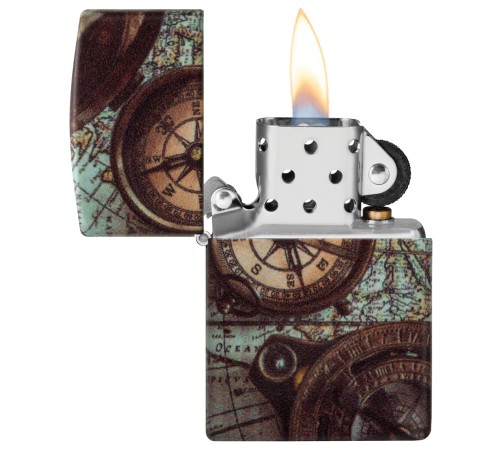 Зажигалка ZIPPO Compass Design с покрытием 540 Matte, латунь/сталь, разноцветная, 38x13x57 мм