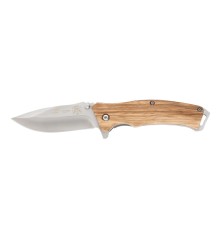 Нож складной Stinger, 110 мм, (серебристый), материал рукояти: дерево/сталь (светло-коричневый)