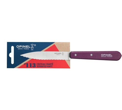 Нож столовый Opinel №113, деревянная рукоять, блистер, нержавеющая сталь, сливовый 001919