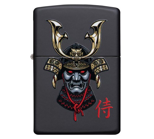 Зажигалка ZIPPO Samurai Helmet Design с покрытием Black Matte, латунь/сталь, чёрная, 38x13x57 мм