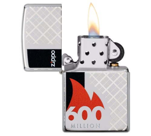 Зажигалка ZIPPO 600 Million с покрытием High Polish Chrome, латунь/сталь, серебристая, 38x13x57 мм