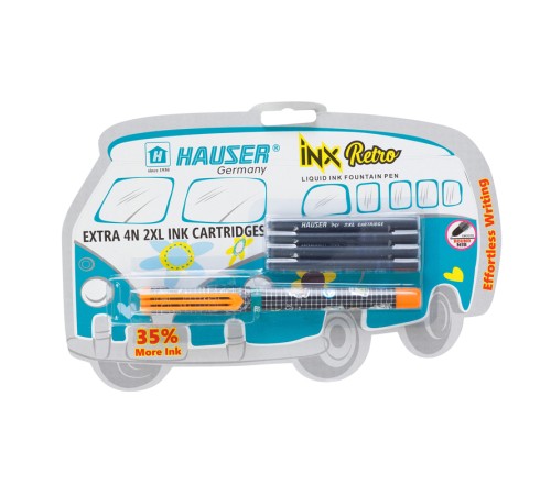 Перьевая ручка Hauser INX Retro, пластик, оранжевая