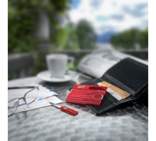Швейцарская карточка VICTORINOX SwissCard Classic, 10 функций, полупрозрачная красная