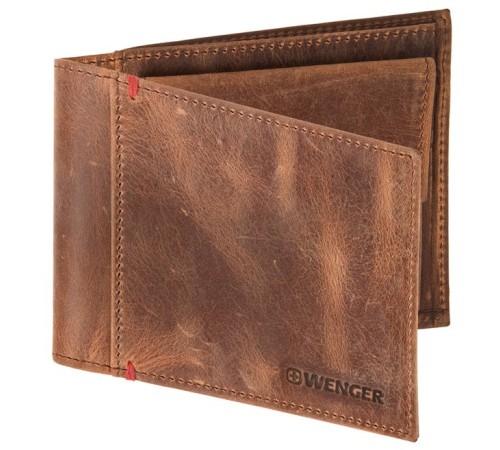 Портмоне WENGER, коричневый, коровья кожа, 11х9 см