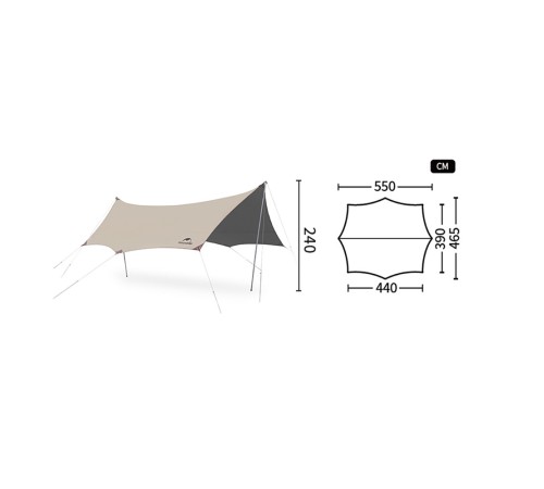 Тент Naturehike Cloud Skies Tarp C2350WS010 150D 550*465 см песочный, 6927595796481
