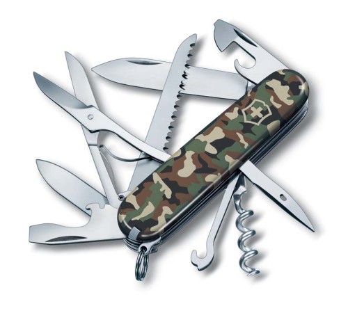 Нож перочинный VICTORINOX Huntsman, 91 мм, 15 функций, зелёный камуфляж