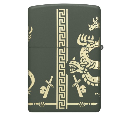 Зажигалка ZIPPO Dragon Design с покрытием Green Matte, латунь/сталь, зеленая, матовая, 38x13x57 мм