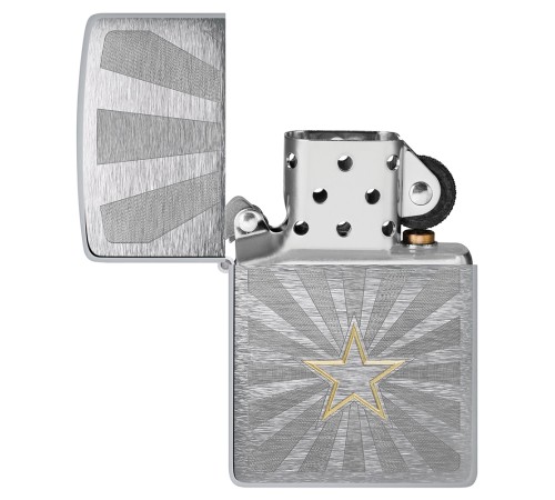 Зажигалка ZIPPO Star Design с покрытием Brushed Chrome, латунь/сталь, серебристая, 36x13x57 мм
