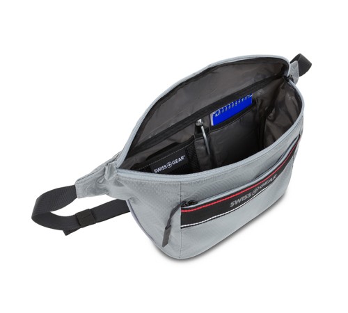 Сумка на пояс SWISSGEAR, светло-серая, полиэстер с плетением рип-стоп, 38 x 5 x 15 см