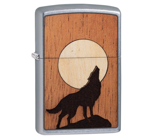 Зажигалка ZIPPO WOODCHUCK с покрытием Street Chrome™, латунь/сталь/дерево, серебристая, 38x13x57 мм