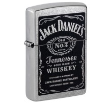 Зажигалка ZIPPO Jack Daniels® с покрытием Street Chrome, латунь/сталь, серебристая, 38x13x57 мм