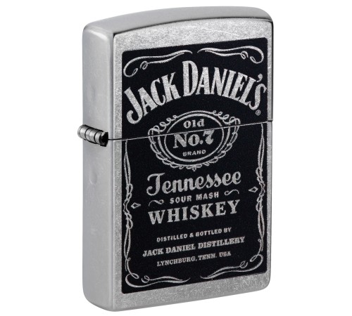 Зажигалка ZIPPO Jack Daniels® с покрытием Street Chrome, латунь/сталь, серебристая, 38x13x57 мм