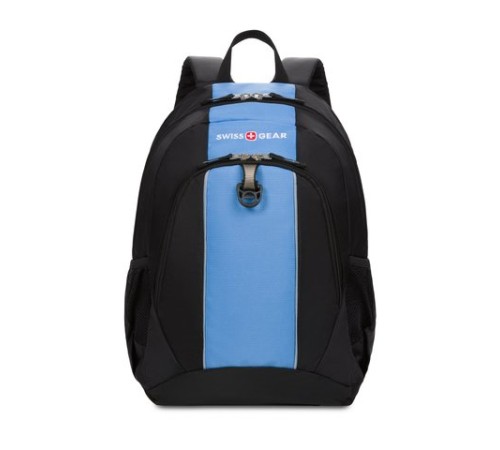 Рюкзак SWISSGEAR, чёрный/голубой, полиэстер 420D, 32х14х45 см, 20 л