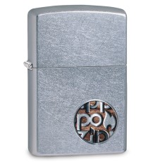 Зажигалка ZIPPO Button с покрытием Street Chrome™, латунь/сталь, серебристая, матовая, 38x13x57 мм
